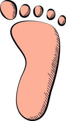 Peach Illustration Of Bare Footprint Doodle Icon.
