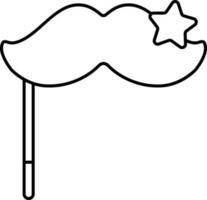 Mustache Party Prop icon in Black Line Art. vector
