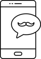 Mustache Symbol Smartphone Screen Icon in Thin Line Art. vector