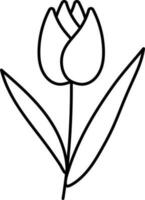 Isolated Tulip Flower Stem Black Stroke Icon. vector