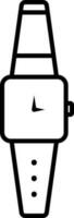 Black Outline Illustration of Wristwatch Flat Icon. vector