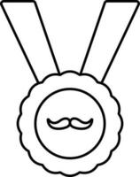 Isolated Medal With Mustache Icon in Thin Line Art. vector