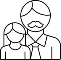 ilustración de niña con padre icono en negro describir. vector