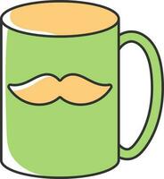 Isolated Green and Yellow Mug Icon In Flat Style. vector