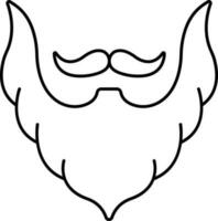 Black Line Art Mustache With Beard Icon in Black Outline. vector