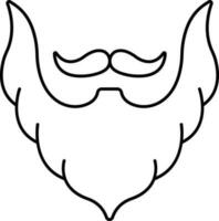 Black Line Art Mustache With Beard Icon in Black Outline. vector