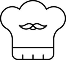 Isolated Chef Hat Icon in Black Line Art. vector