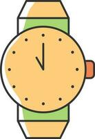 Illustration Of Red And Yellow Wristwatch Icon In Flat Style. vector