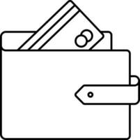 Isolated Wallet Icon in Thin Line Art. vector