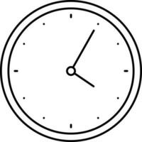 Black Thin Line Art of Wall Clock Flat Icon. vector