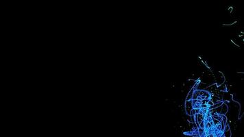 3D abstract digital technology animated blue light particles on black background. video