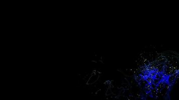 3D abstract digital technology animated blue light particles on black background. video