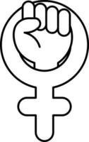 Woman Power Icon In Line Art. vector