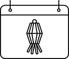 Isolated Kandil Symbol Calendar Black Thin Line Icon. vector