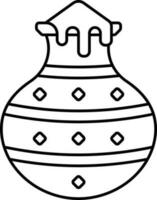 Rice Dish Clay Pot Black Outline Icon. vector