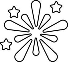 Star Fireworks Black Line Art Icon. vector