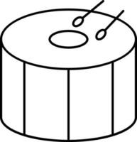 Snare Drum With Stick Icon In Black Outline. vector