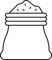 Rice Sack Icon In Thin Line Art. vector