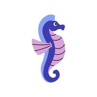 Seahorse, cartoon marine character. Funny sea animal character used for invitation, children book, poster, card. vector Illustration. Clip art seahorse