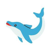 vector ilustración linda dibujos animados delfín saltando fuera de el mar.