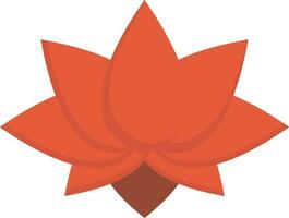 Red Lotus Flower Flat Icon On White Background. vector