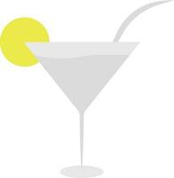 Fruit Slice With Cocktail Glass With Straw Grey And Yellow Icon. vector