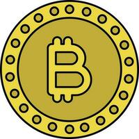 Gold Bitcoin Flat Icon On White Background. vector