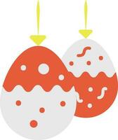 Wavy And Dots Printed Water Balloon Hang Icon In Red And Grey Color. vector