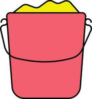 Sand Bucket Icon In Red And Yellow Color. vector