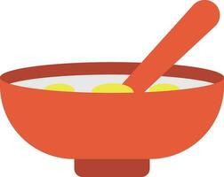 Kanji Vada Dish Pot With Spoon Red And Spoon Icon. vector