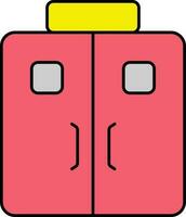 Emergency Door Icon In Red And Yellow Color. vector