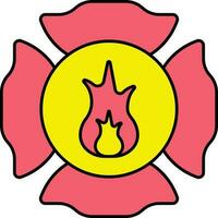 Firefighter Emblem Icon In Red And Yellow Color. vector