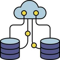 Database Cloud Server Connection Or Networking Blue And Yellow Icon. vector