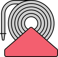 Hose Pipe Stand Icon In Red And Gray Color. vector