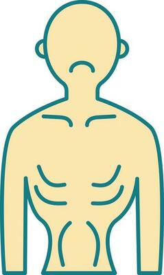 Shirtless Marasmus Man Cartoon Icon In Yellow Color.