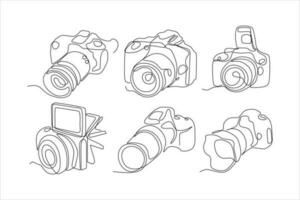 digital cámara continuo línea Arte vector conjunto ilustración
