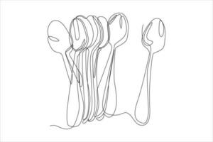 tablespoon continuous line art vector illustration