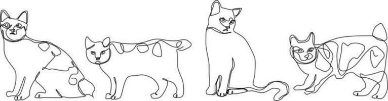 cat continuous line Bundle set vector