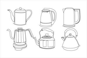 teapot continuous line art vector illustration