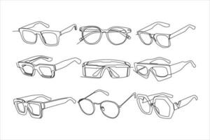 glasses continuous line art vector set illustration