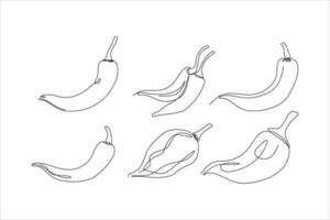 chili continuous line art vector set illustration