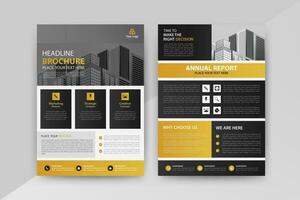 Business abstract vector template for Brochure, AnnualReport, Magazine, Poster, Corporate Presentation, Portfolio, Flyer, Market, infographic with Yellow and Black color size A4, Front and back.