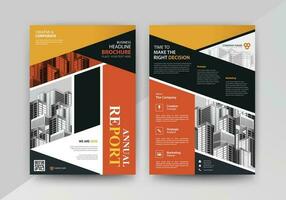 Business abstract vector template for Brochure, AnnualReport, Magazine, Poster, Corporate Presentation, Portfolio, Flyer, infographic with Yellow and Red color size A4, Front and back. Vector