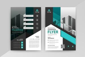 Business abstract vector template for Flyer, Brochure, AnnualReport, Magazine, Poster, Corporate Presentation, Portfolio with cyan and black color size A4, Front and back. Vector