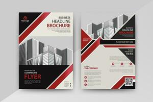 Business abstract vector template for Flyer, Brochure, AnnualReport, Magazine, Poster, Corporate Presentation, Portfolio, Market, infographic with Red and Black color size A4, Front and back.