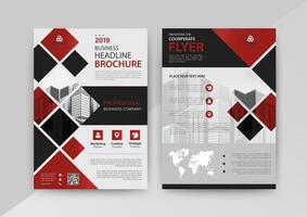 Business abstract vector template for Flyer, Brochure, AnnualReport, Magazine, Poster, Corporate Presentation, Portfolio, Market, infographic with Red and Black color size A4, Front and back.