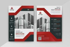 Business abstract vector template for Flyer, Brochure, AnnualReport, Magazine, Poster, Corporate Presentation, Portfolio, Market, infographic with Red and Black color size A4, Front and back.