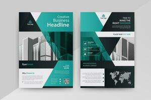 Business abstract vector template for Flyer, Brochure, AnnualReport, Magazine, Poster, Corporate Presentation, Portfolio with cyan and black color size A4, Front and back. Vector