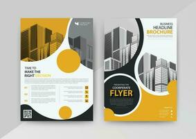 Business abstract vector template for Brochure, AnnualReport, Magazine, Poster, Corporate Presentation, Portfolio, Flyer, Market, infographic with Yellow and Black color size A4, Front and back.