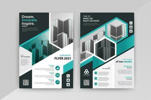 Business abstract vector template for Flyer, Brochure, AnnualReport, Magazine, Poster, Corporate Presentation, Portfolio with cyan and black color size A4, Front and back. Vector